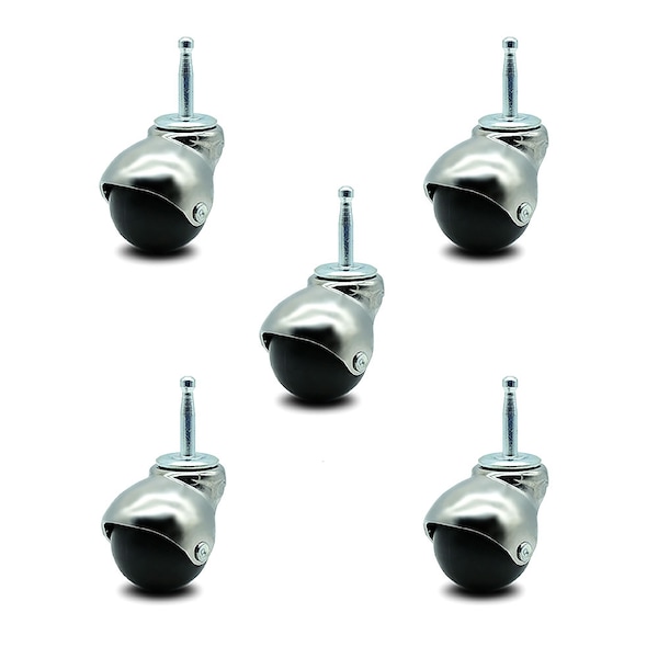 2 Inch Bright Chrome Hooded Grip Neck Ball Casters, 5PK